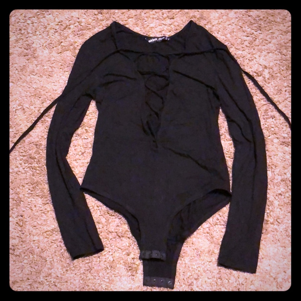 Black Lace Up Body Suit